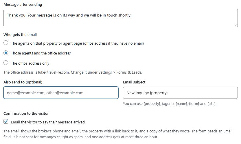 custom form settings